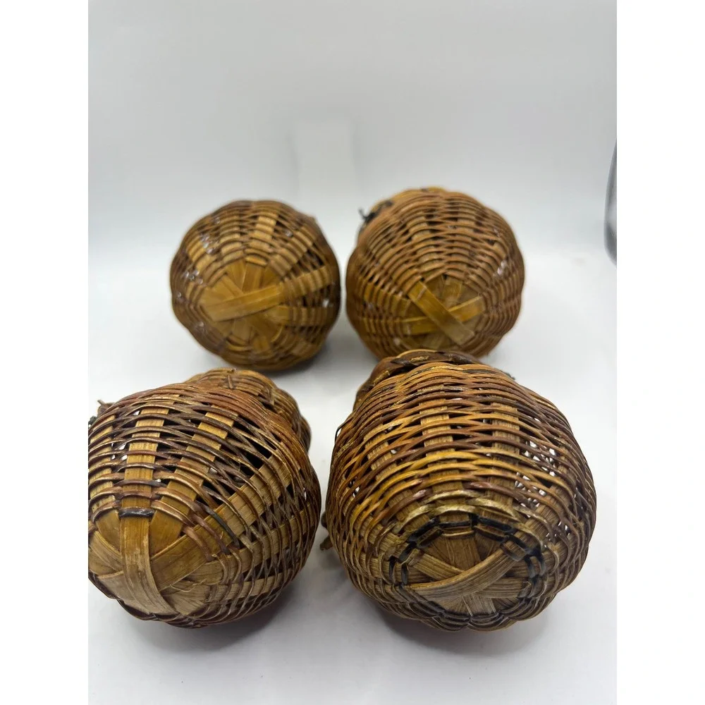 Set of 4 Mini Woven Baskets Trinket‎ Boxes Hinged Lidded
